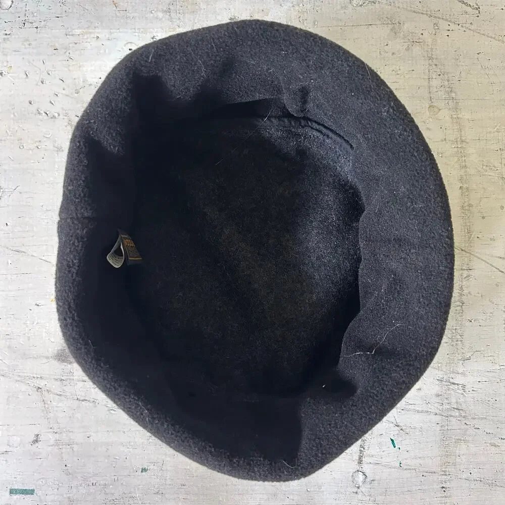 Vintage Woolrich Wool Cloche Hat Embroidered Boho Winter 90sY2K Artsy Black